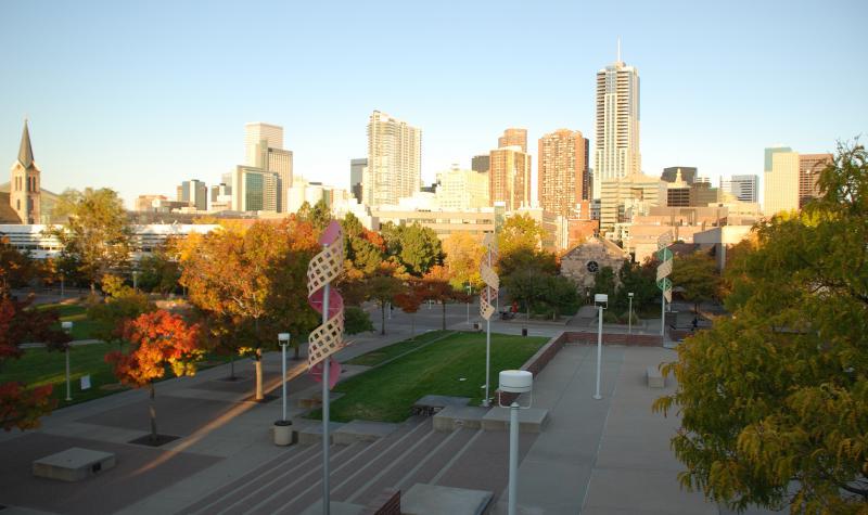 Auraria campus with downtown Denver in the background